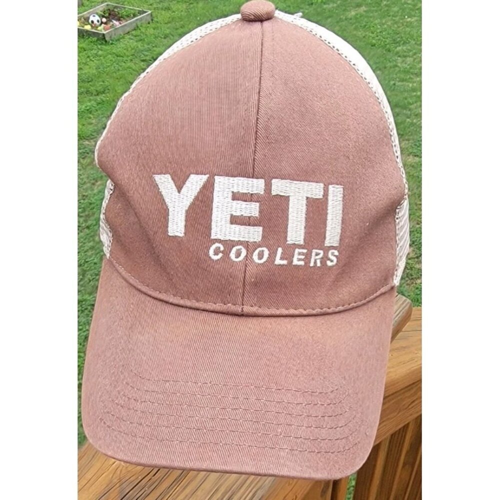Yeti Coolers Trucker Hat Cap Brown Snapback Adjustable Mesh Embroidered - Picture 3 of 11